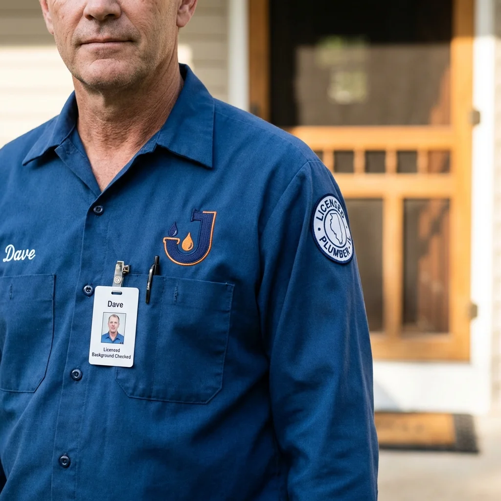 Licensed plumber showing ID badge in Vandalia, MO